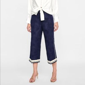 Zara Textured Jacquard Culotte Pants